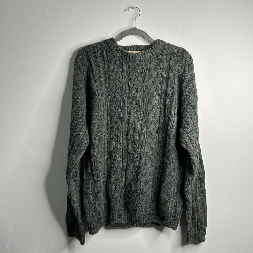 Green and grey cable knit sweater by High Sierra size